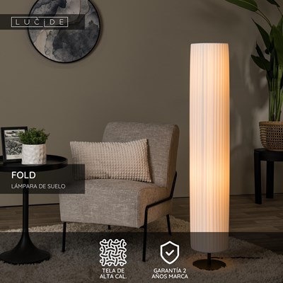 Lucide FOLD - Lámpara de suelo - Ø 20 cm - 2xE27 - Blanco